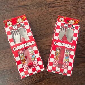 Vintage 1978 Garfield Child’s Flatware Stainless Steel Non Toxic NIB Set Of 2